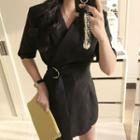 Notched-lapel Wrap-front Playsuit