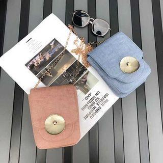 Faux Leather Disc Detail Crossbody Bag