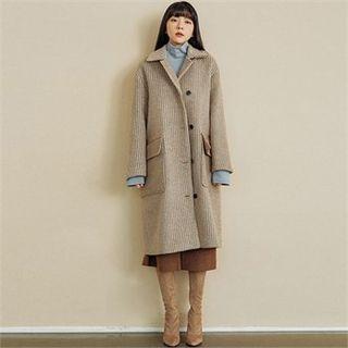 Single-breasted Wool Blend Coat Beige - One Size