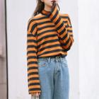 Cutout Striped Long-sleeve T-shirt