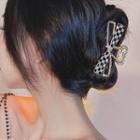 Checker Bow Alloy Hair Clamp Gold - One Size