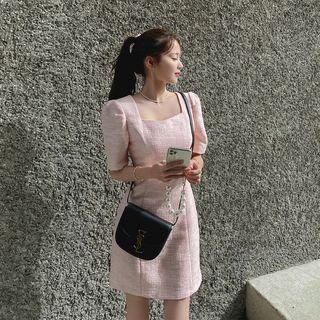 Square-neck Tweed Minidress
