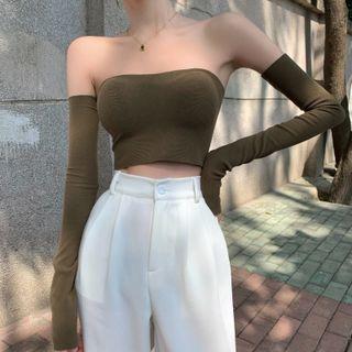 Set: Bandeau + Arm Sleeves Set - Army Green - One Size