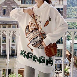 Rabbit Print Oversize Hoodie