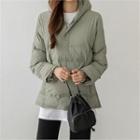 Button-front Padded Anorak Hoodie