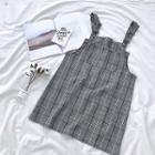 Plaid Loose-fit Midi Strappy Dress