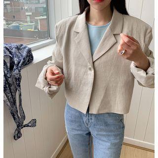 Single-button Linen Short Blazer