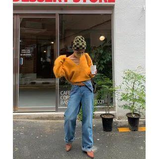 Wide-leg Foldover Jeans