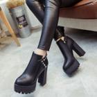 Studded Chunky High Heel Platform Boots
