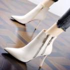 Pointed Zipped High Heel Ankle Boots