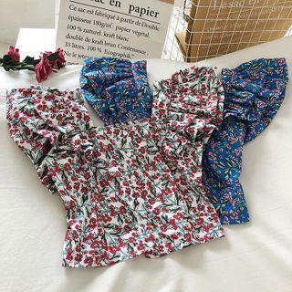 Floral Ruffled Crop Blouse