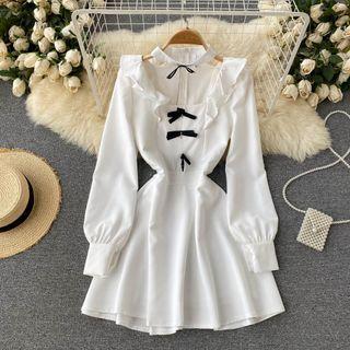 Halter Ruffle Bow A-line Dress