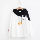 Color Block Rabbit Print Hoodie