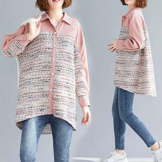 Tweed Panel Shirt Pink - One Size