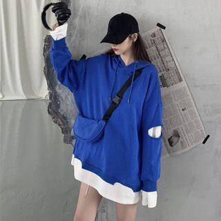 Mock Two Piece Long-sleeve Oversize Hoodie
