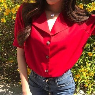 Open-placket Colored Shirt
