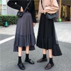 Plain High-waist Irregular Loose-fit Skirt