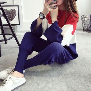 Set: Striped Sweater + Plain Jogger Pants
