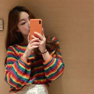 Striped Crop Sweater As Figure - One Size