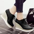 Wedged Platform Lace-up Shoes