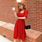 Square-neck Polka-dot Dress