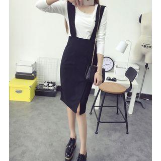 Side-slit Pinafore Pencil Dress