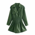 Long-sleeve Notch Lapel Mini A-line Dress