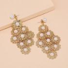 Faux Pearl Drop Earring 1 Pair - Kc Gold - White - One Size