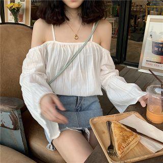 Off Shoulder Plain Lace Oversize Blouse