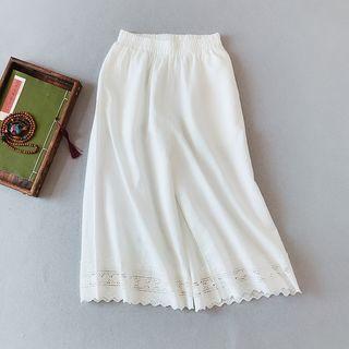 Cropped Lace Trim Wide-leg Pants
