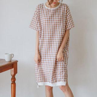 Gingham Boxy T-shirt Dress