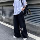 Print Washed Wide-leg Pants