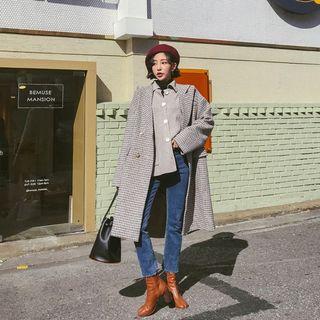 Double-breasted Midi Check Coat One Size