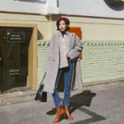 Double-breasted Midi Check Coat One Size