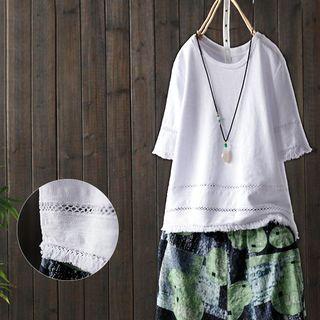 Frayed Hem Short-sleeve T-shirt