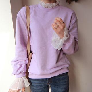 Chiffon-layered Sweatshirt
