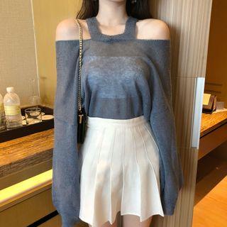 Off-shoulder Long Sleeve Knit Sweater