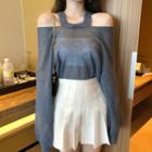 Off-shoulder Long Sleeve Knit Sweater