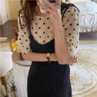 Dotted Mock Two-piece Short-sleeve Dress