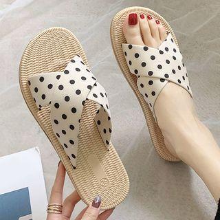 Cross Strap Dotted Slide Sandals