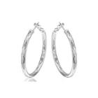 Simple Elegant Fashion Fish Veins Pattern Geometric Circle Earrings Silver - One Size