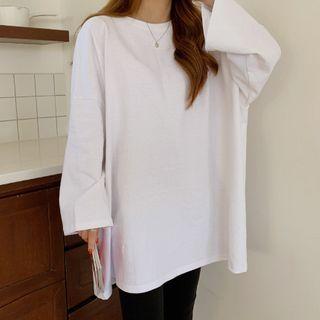 Drop-shoulder Colored Long T-shirt