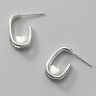 Heart Sterling Silver Earring 1 Pair - Silver & White - One Size