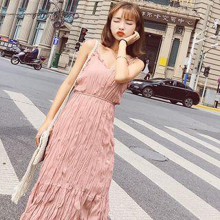 V-neck Strappy Midi A-line Dress