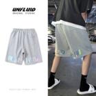 Band-waist Lettering Straight-cut Shorts