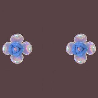 Flower Alloy Earring 1 Pair - Blue & Red - One Size
