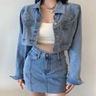 Crop Denim Jacket / A-line Denim Skirt