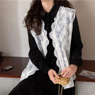 Embroidered Lace Vest White - One Size