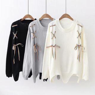 Lace-up Knit Pullover