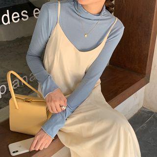 Mock Neck Plain Top / Sleeveless Plain Dress